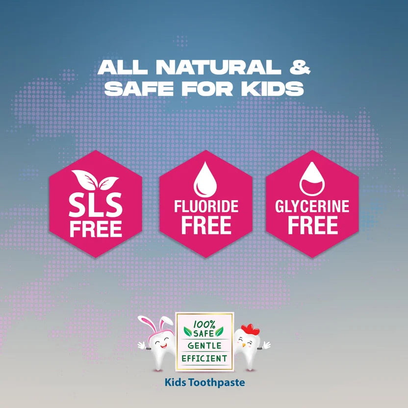Natural Clay Kids Bubbly Burst Toothpaste | Fluoride Free | Vegan | 100g