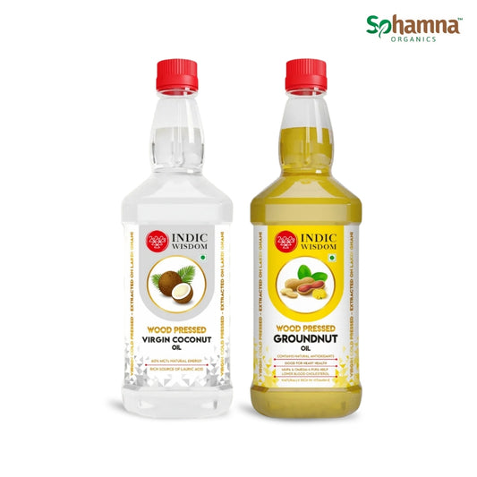 Cold & Wood Pressed Coconut & Groundnut Oil Combo Pack (2 Bottles)