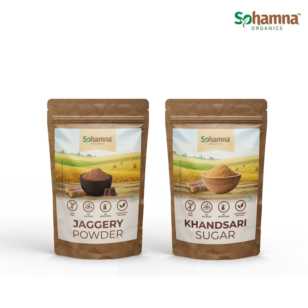Jaggery Powder & Khandsari Sugar Combo (2 Pack)