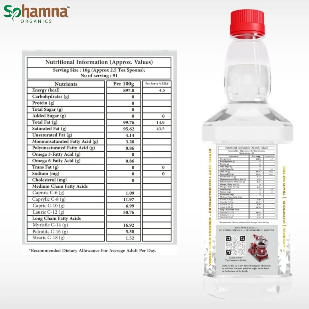 Cold & Wood Pressed Coconut Oil 1Ltr