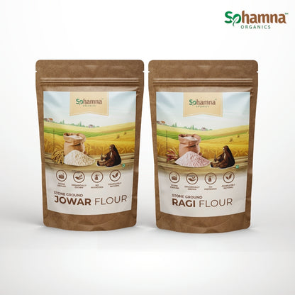 Jowar & Ragi Stoneground Flours Combo (2 Pack)
