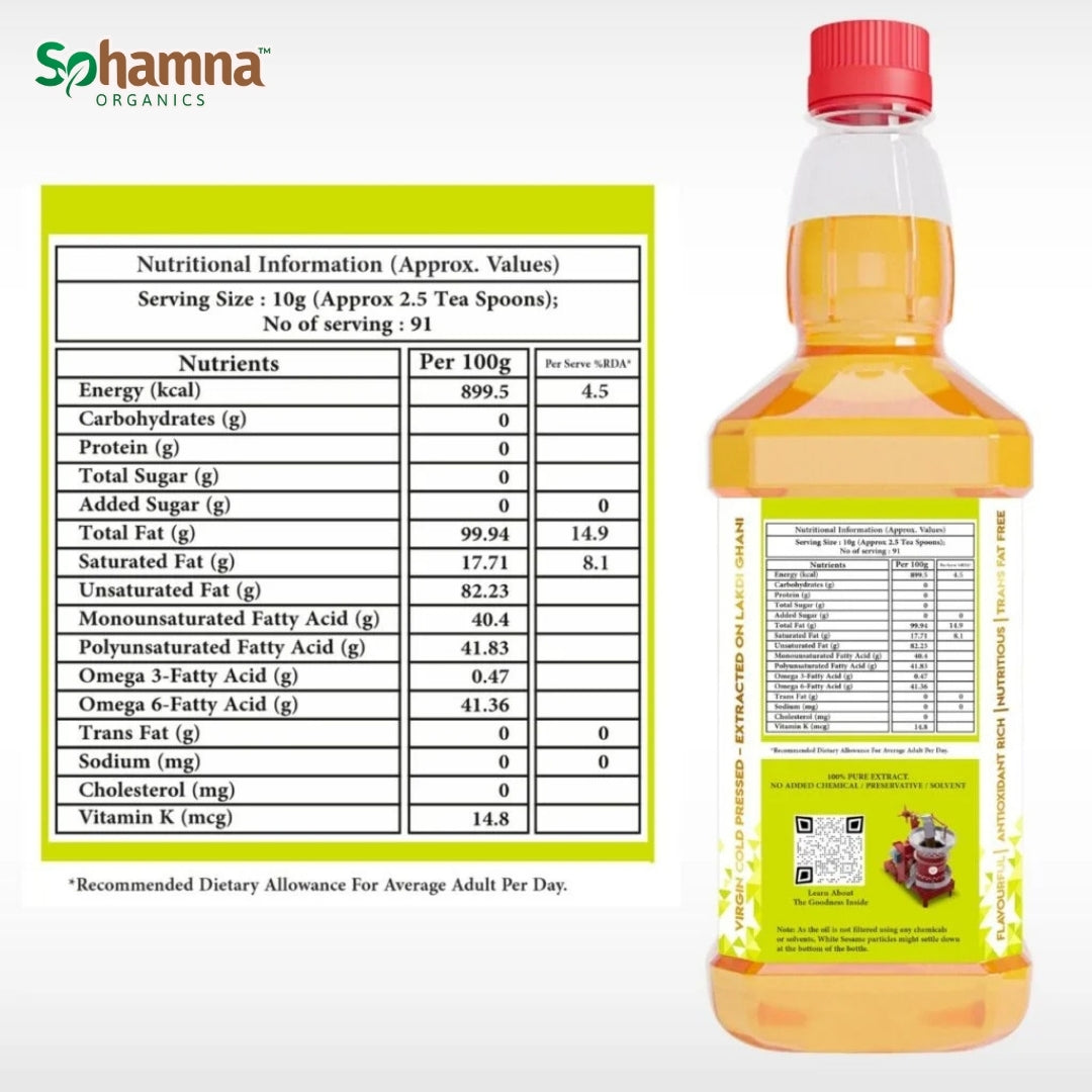 Cold & Wood Pressed White Sesame Oil 1L