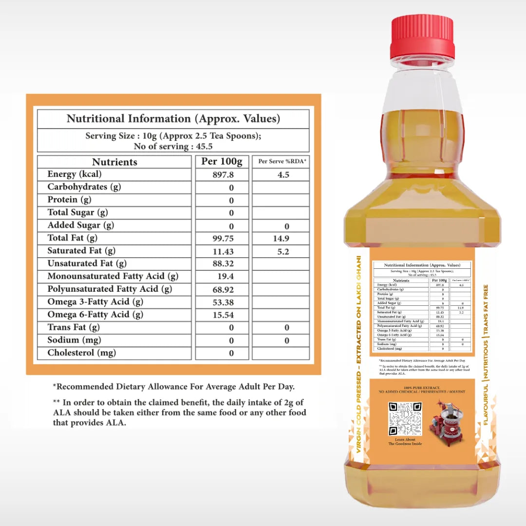 Cold & Wood Pressed Flaxseed Oil 100ml